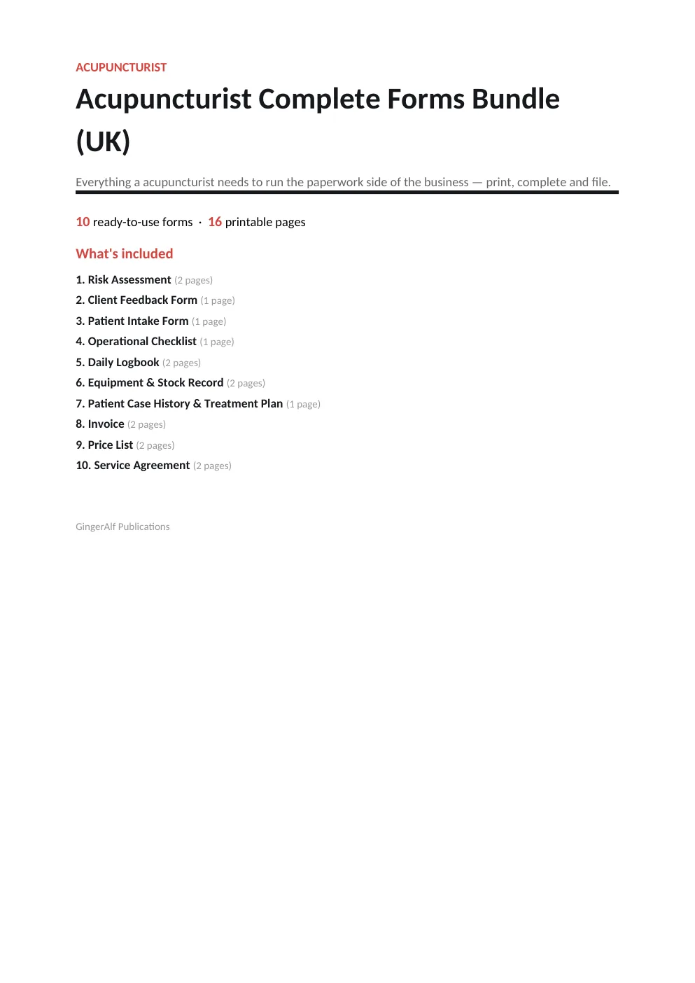 Acupuncturist Complete Forms Bundle (UK) preview