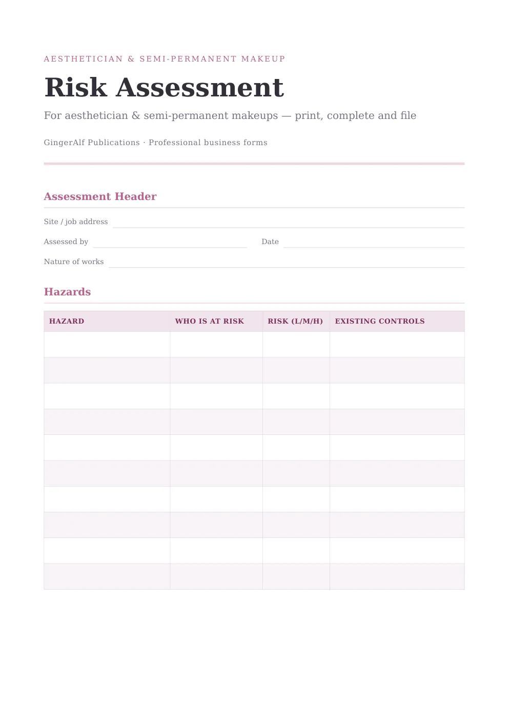 Aesthetician & SPMU Complete Forms Bundle (UK) preview 2