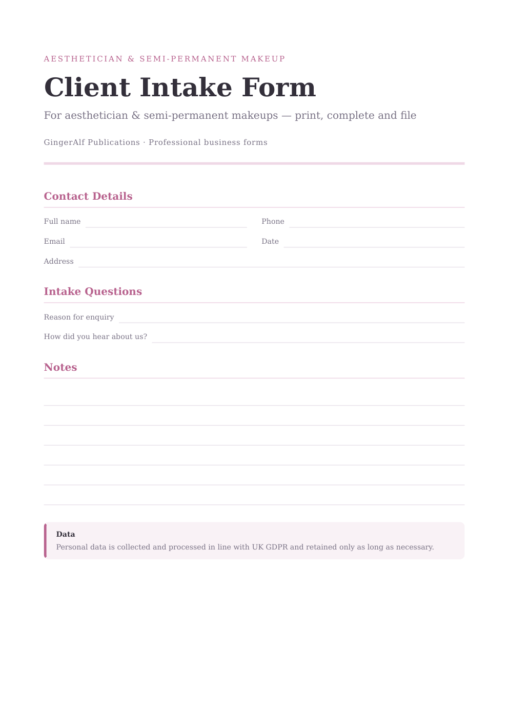 Aesthetician & SPMU Complete Forms Bundle (UK) preview 5