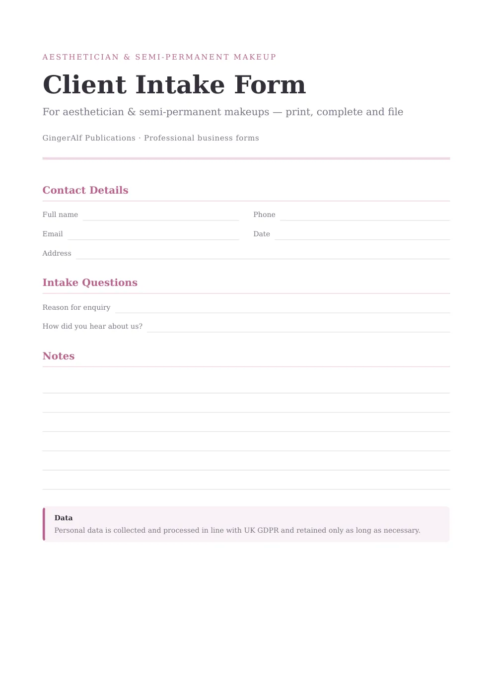 Aesthetician & SPMU Complete Forms Bundle (UK) preview 5