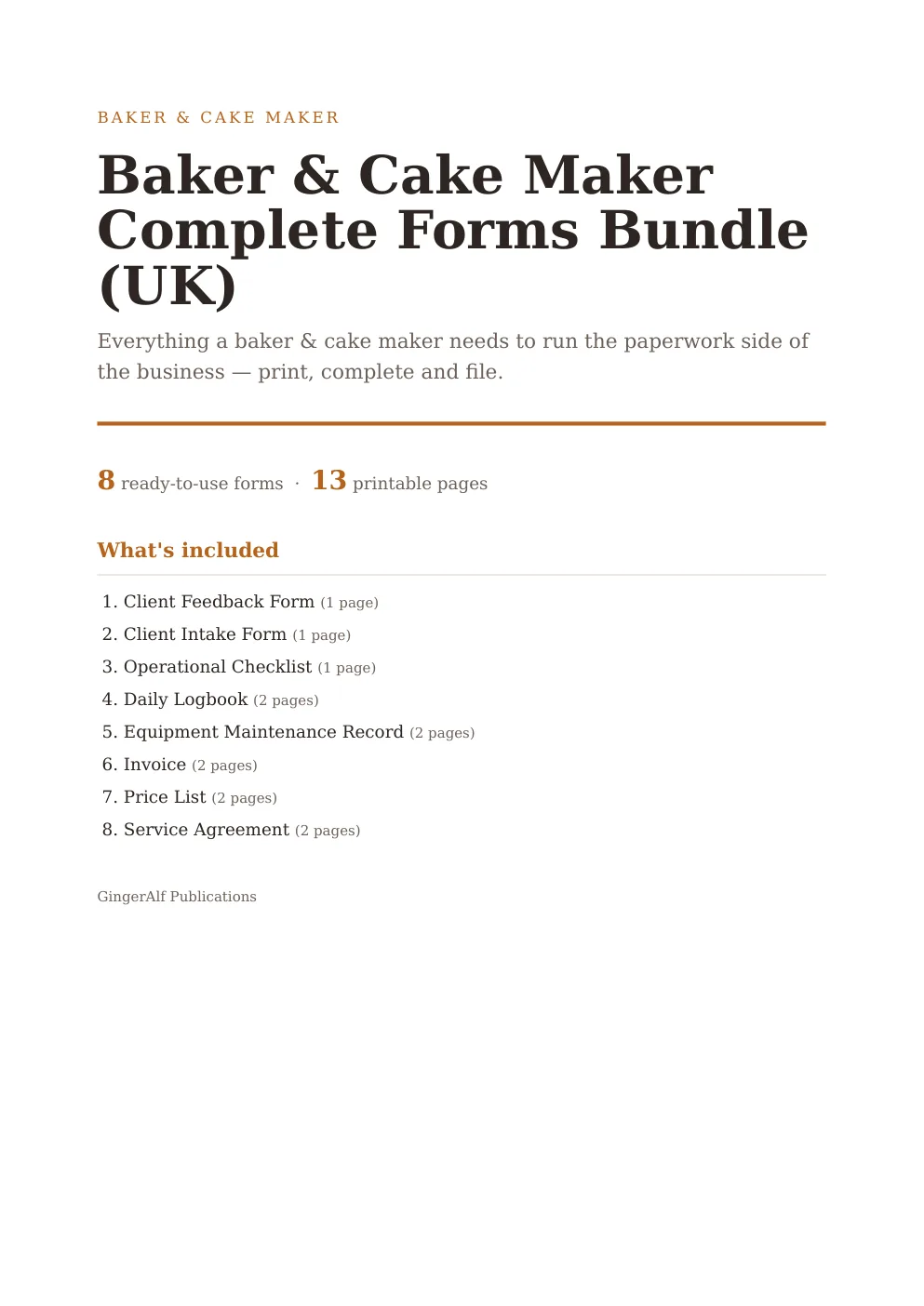 Baker & Cake Maker Complete Forms Bundle (UK) preview