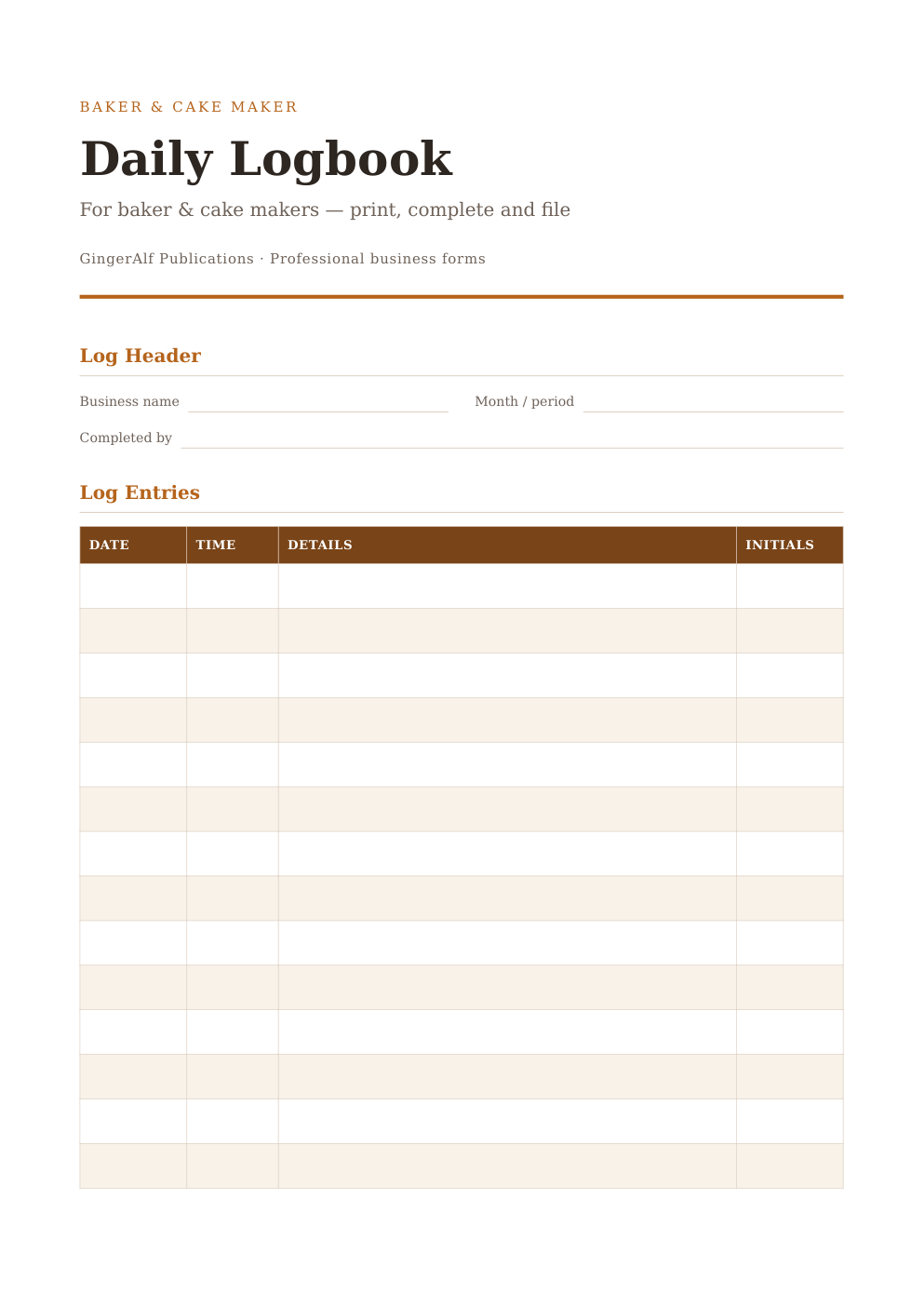 Baker & Cake Maker Complete Forms Bundle (UK) preview 5