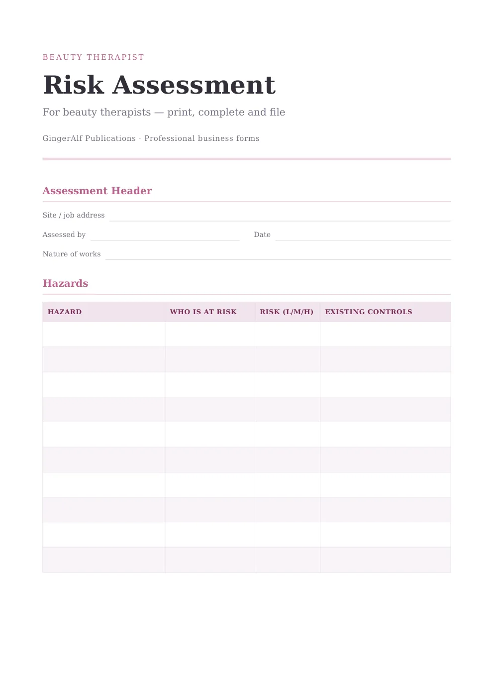 Beauty Therapist Complete Forms Bundle (UK) preview 2