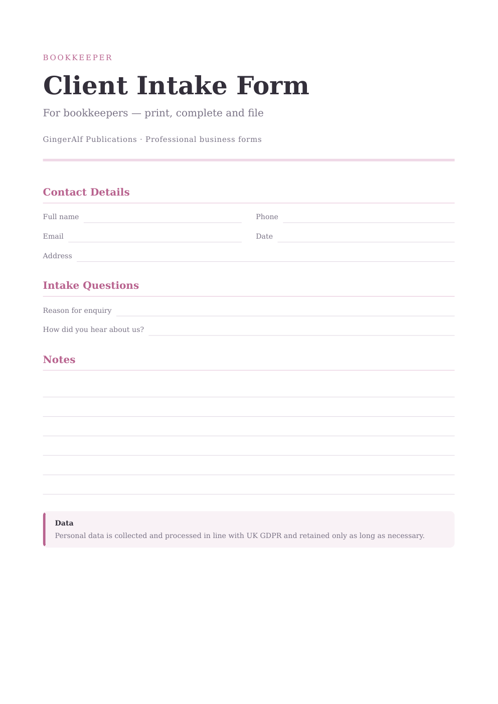 Bookkeeper Complete Forms Bundle (UK) preview 3