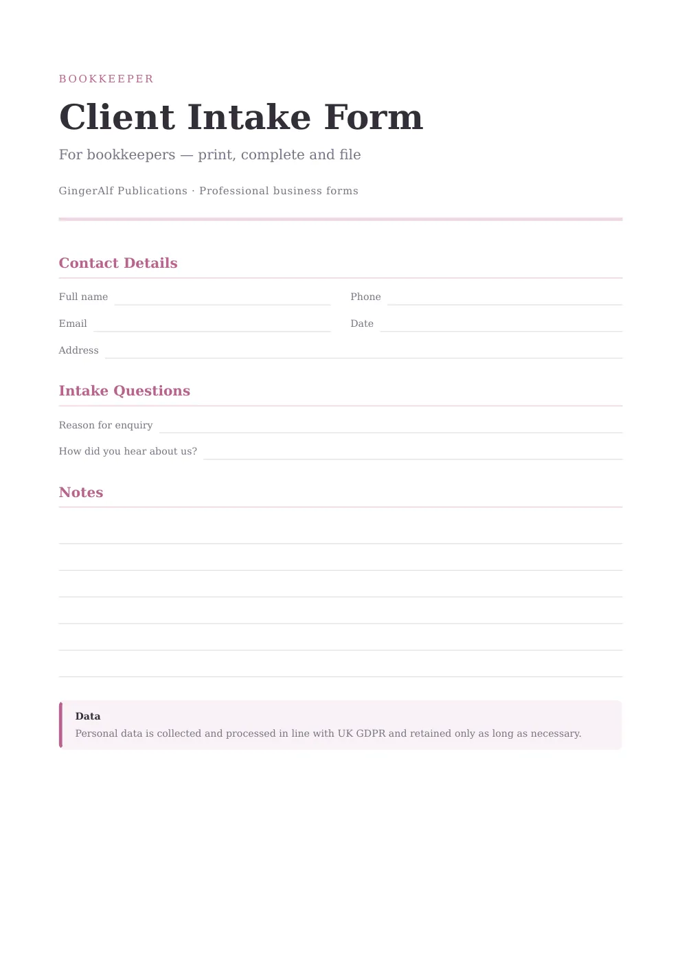 Bookkeeper Complete Forms Bundle (UK) preview 3