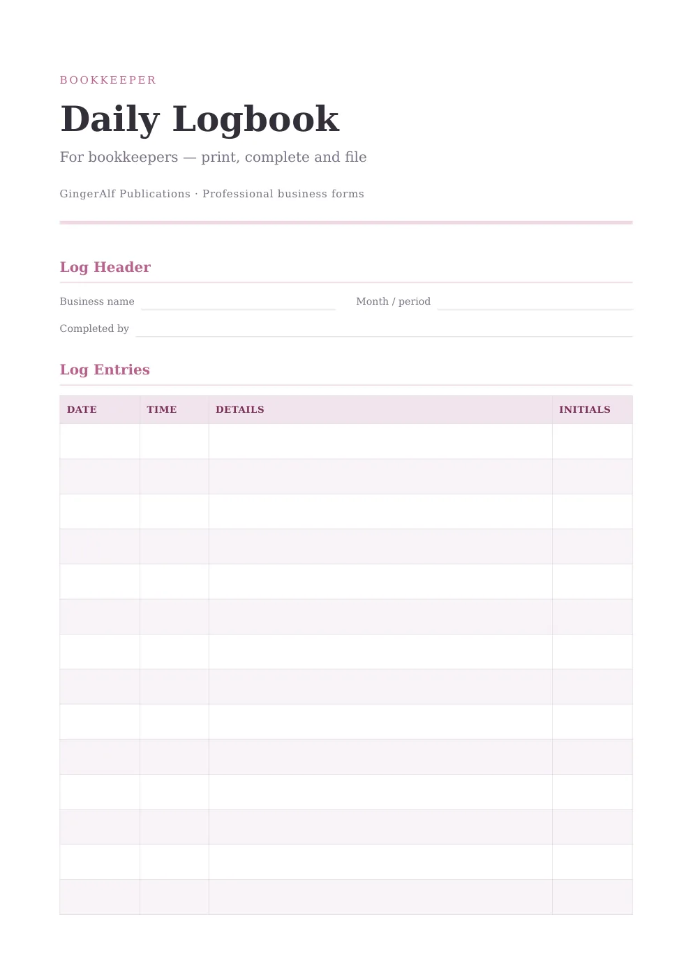 Bookkeeper Complete Forms Bundle (UK) preview 5