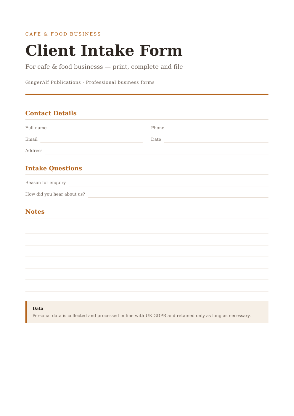 Cafe & Food Business Complete Forms Bundle (UK) preview 3