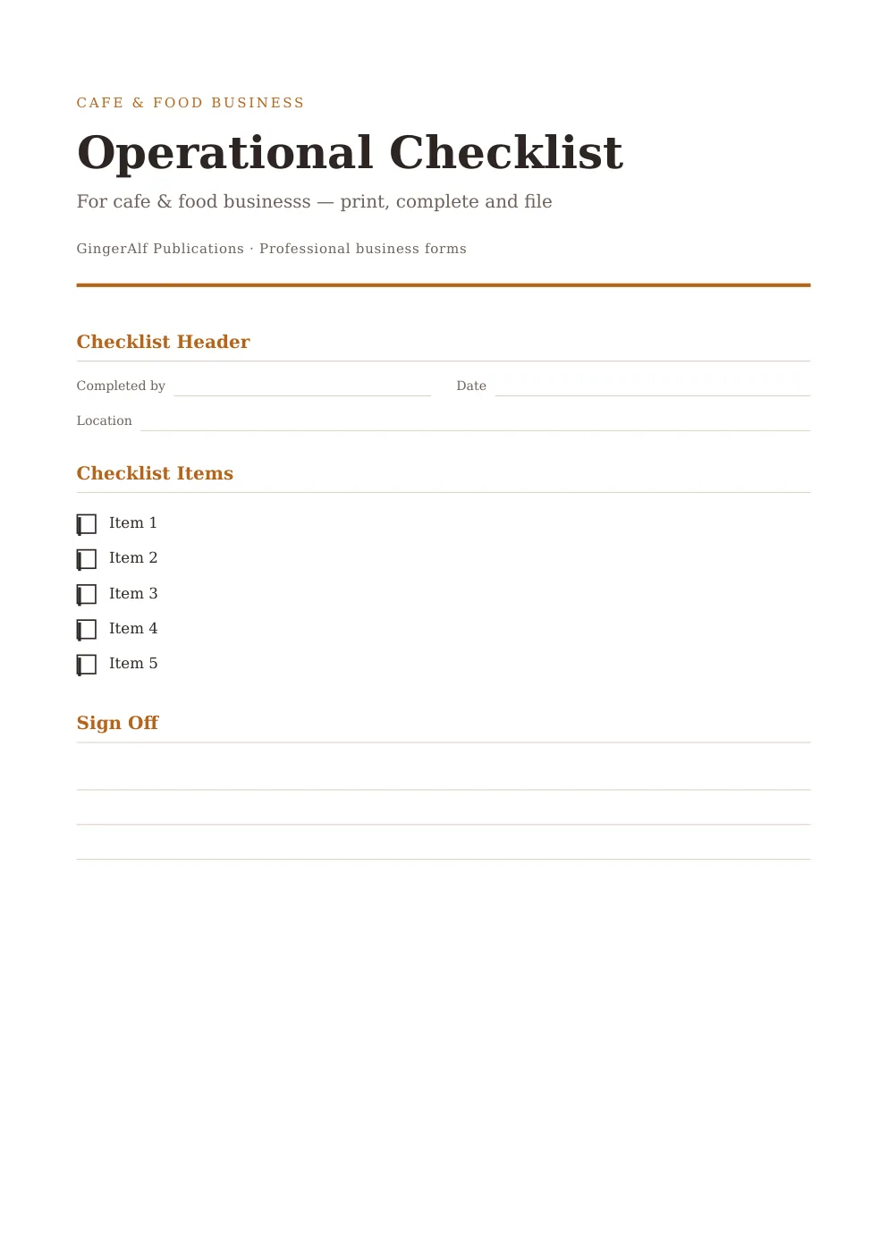 Cafe & Food Business Complete Forms Bundle (UK) preview 4