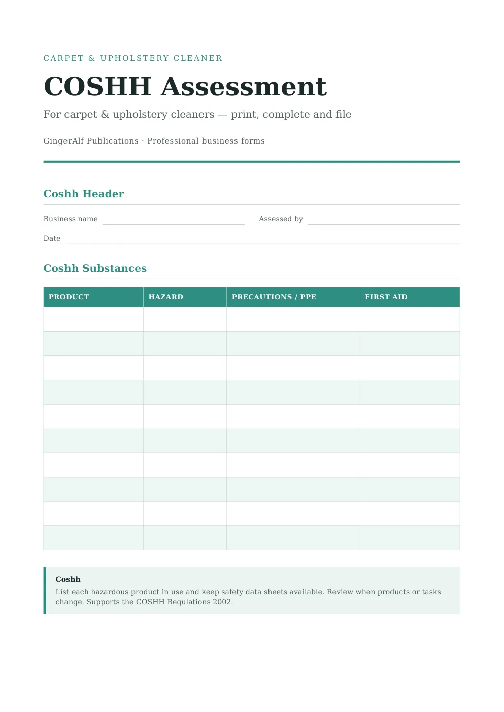 Carpet & Upholstery Cleaner Complete Forms Bundle (UK) preview 2