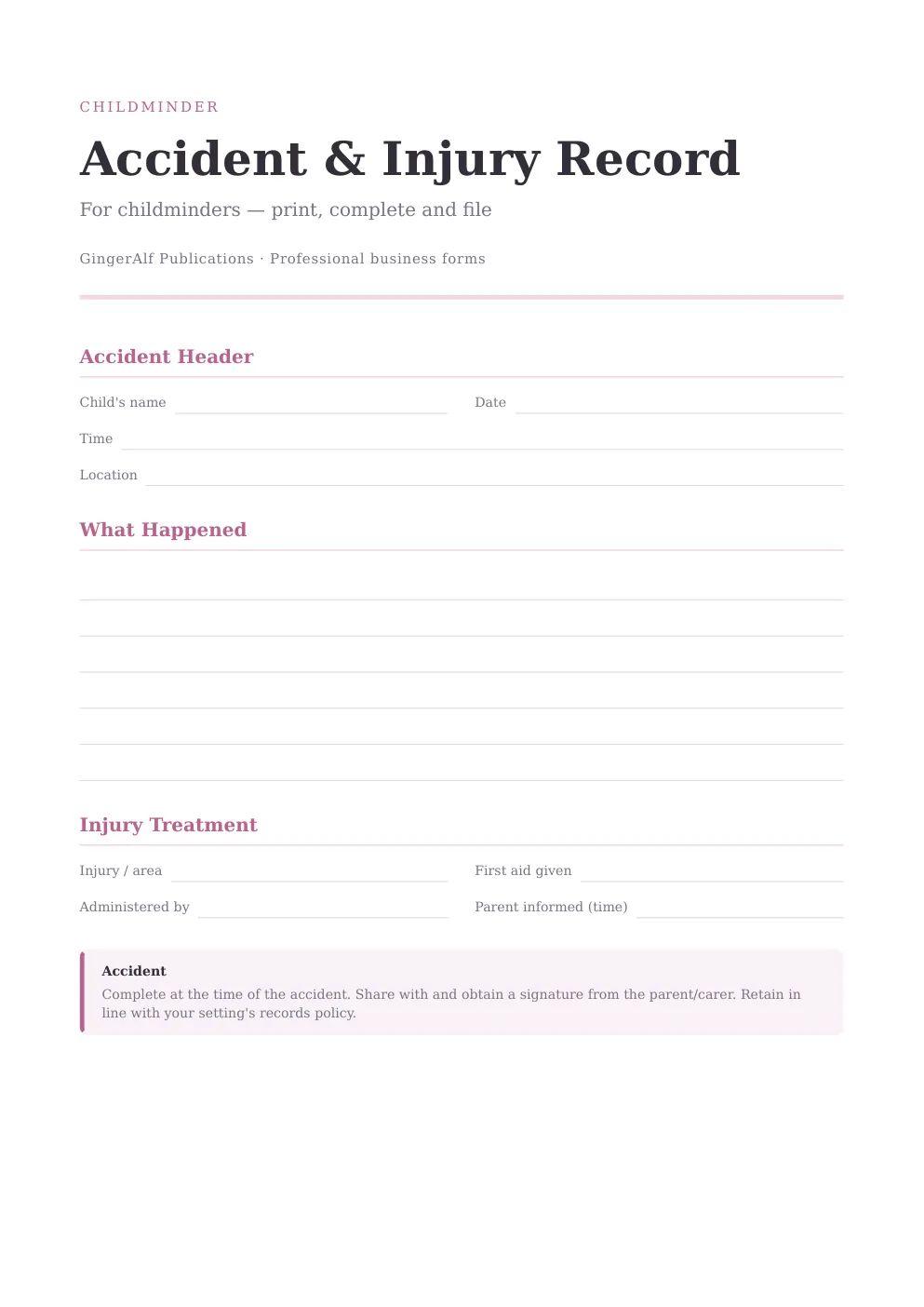 Childminder Complete Forms Bundle (UK) preview 2