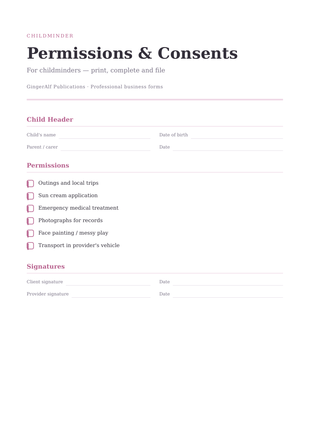 Childminder Complete Forms Bundle (UK) preview 3