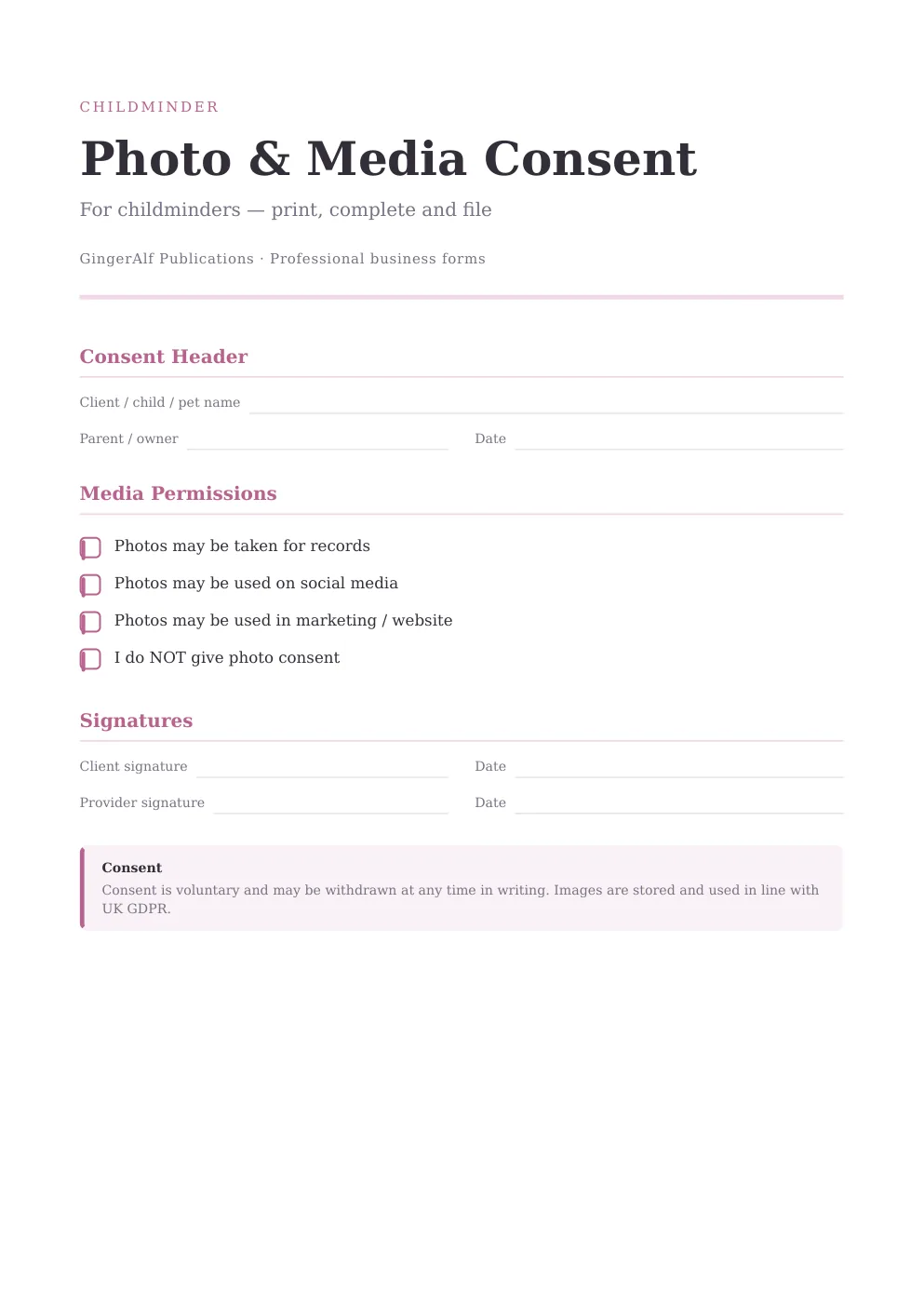 Childminder Complete Forms Bundle (UK) preview 4
