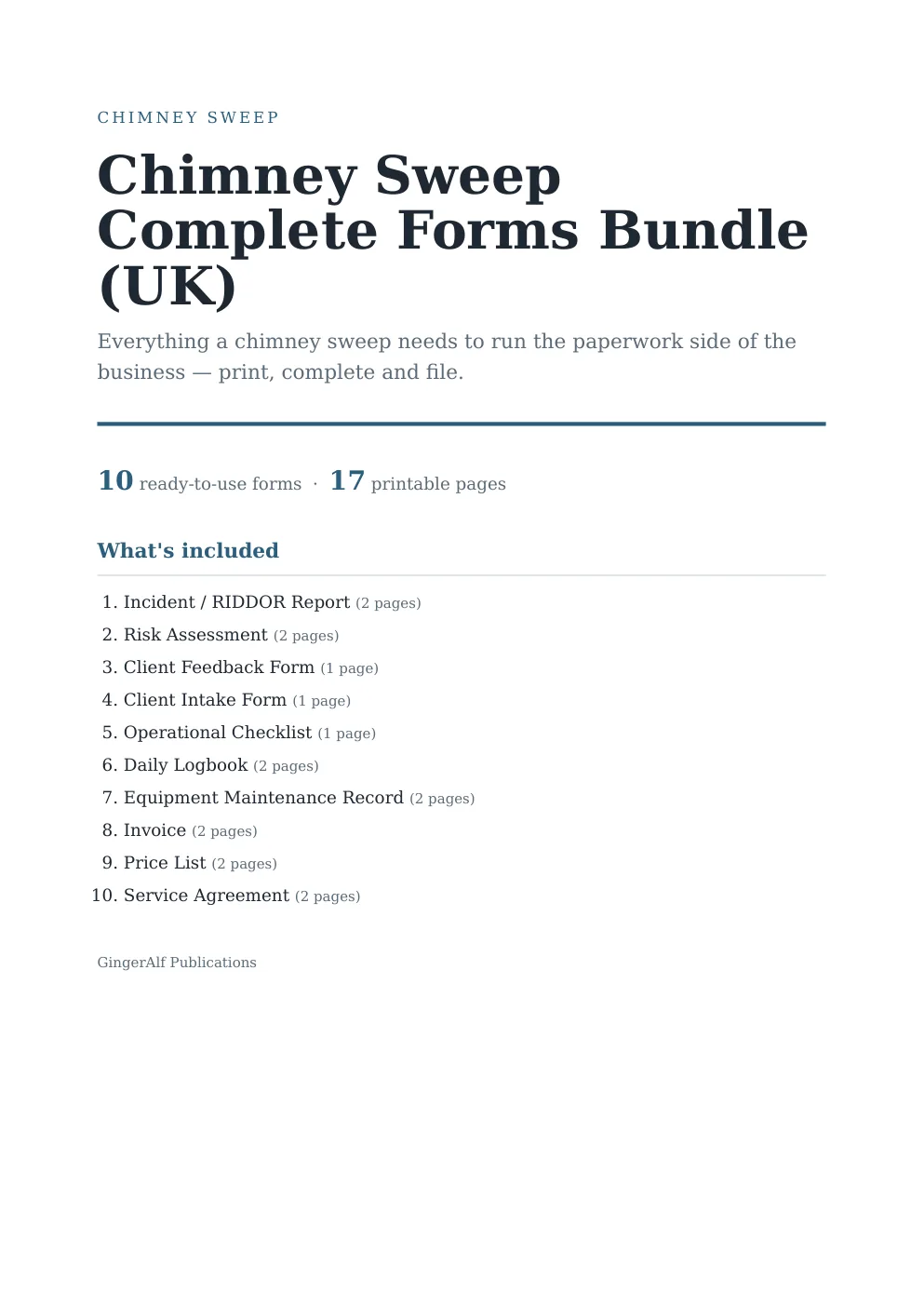 Chimney Sweep Complete Forms Bundle (UK) preview