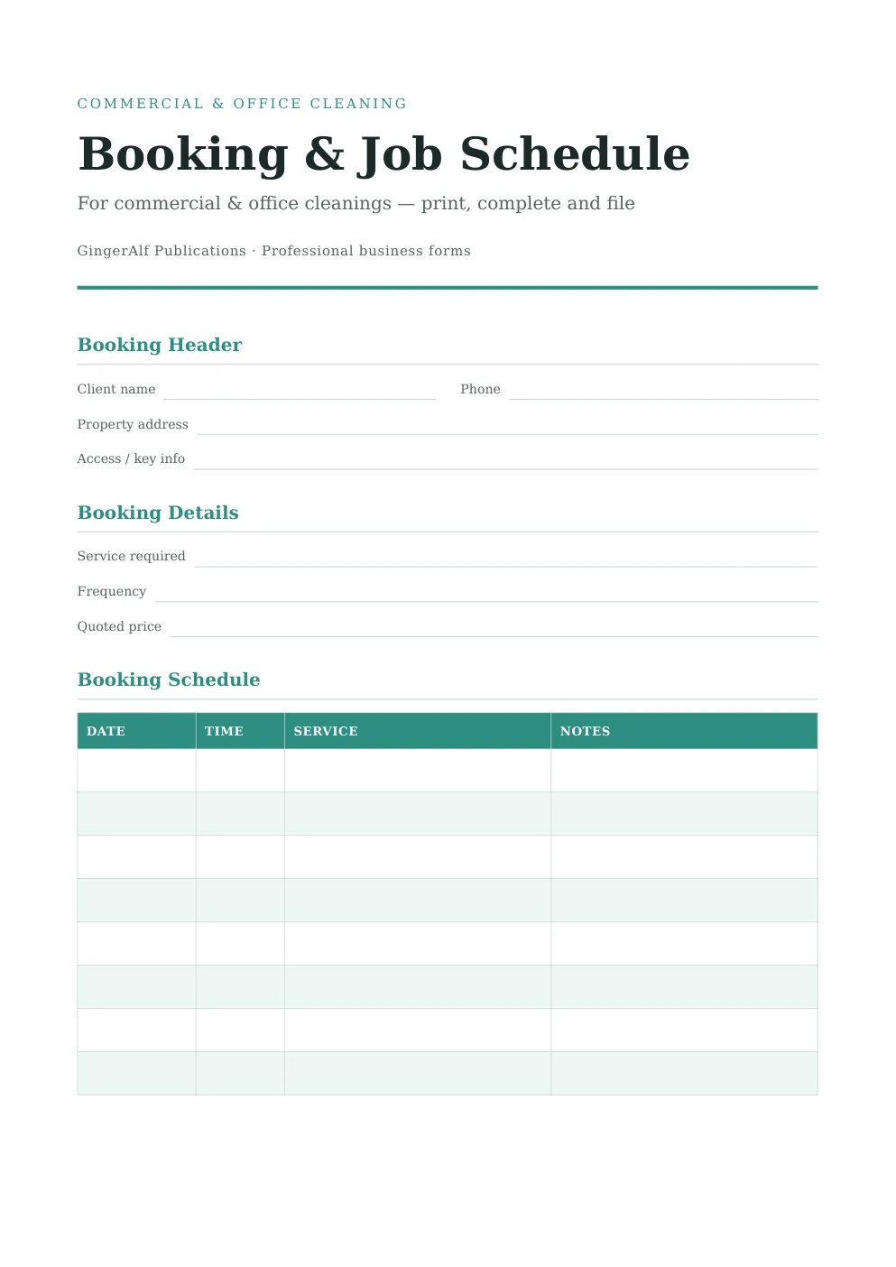 Commercial & Office Cleaning Complete Forms Bundle (UK) preview 4