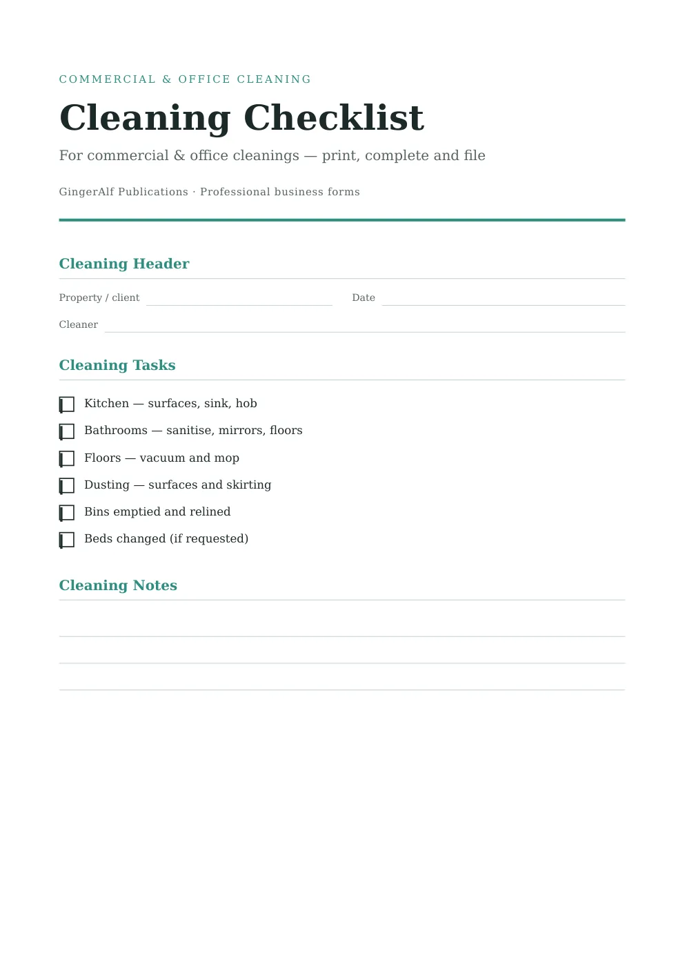 Commercial & Office Cleaning Complete Forms Bundle (UK) preview 5