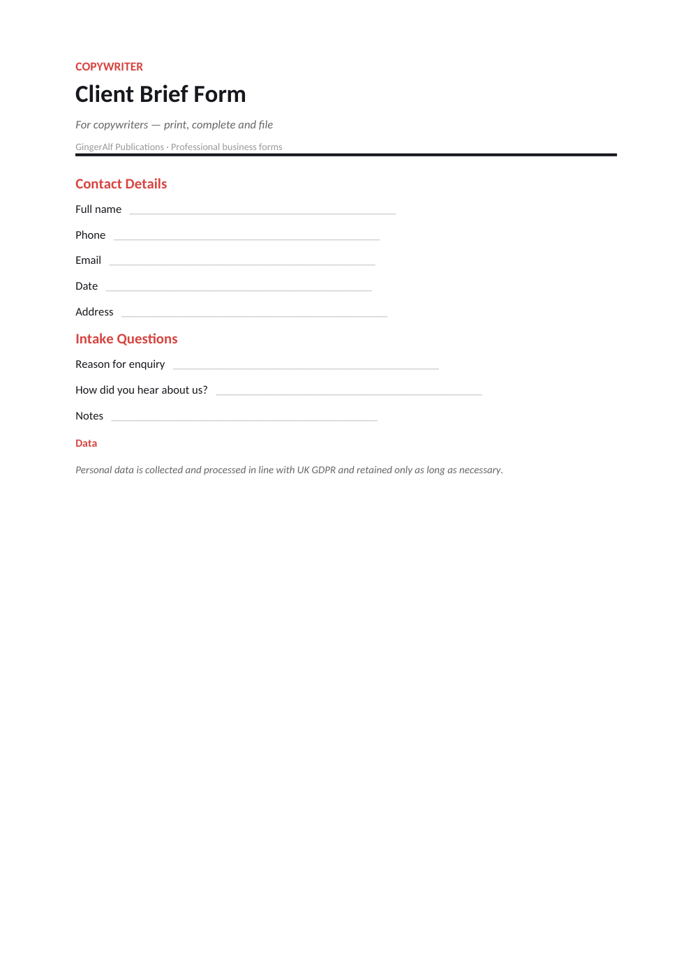 Copywriter Complete Forms Bundle (UK) preview 4