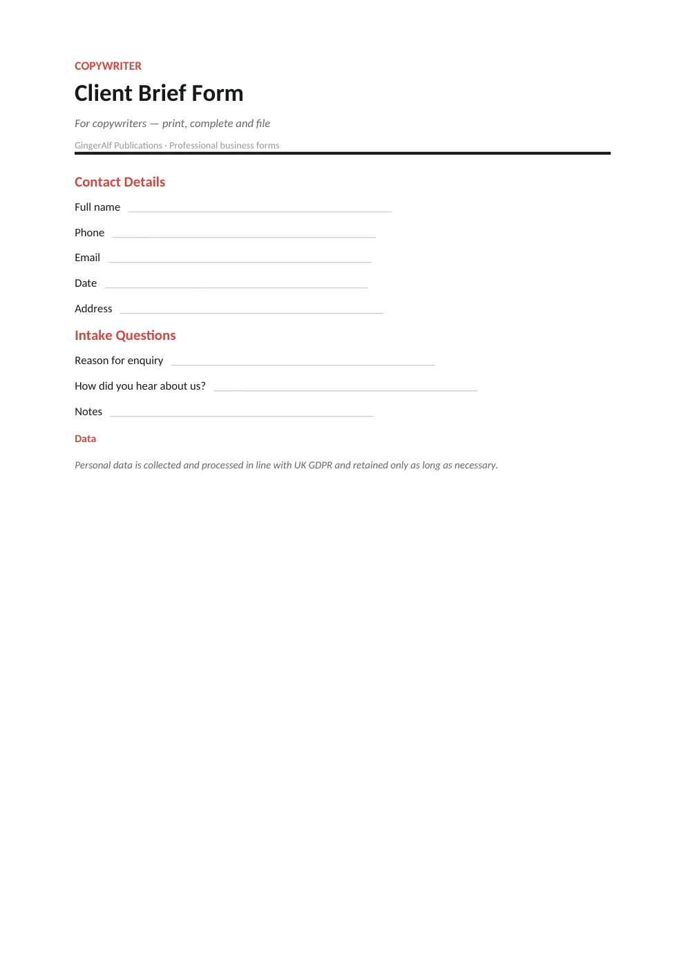 Copywriter Complete Forms Bundle (UK) preview 4
