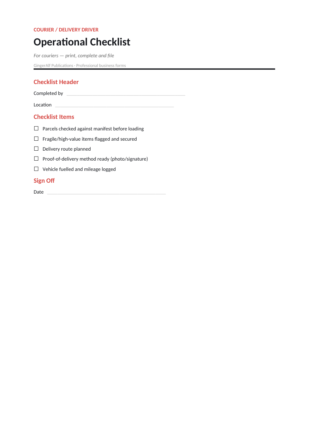 Courier / Delivery Driver Complete Forms Bundle (UK) preview 5