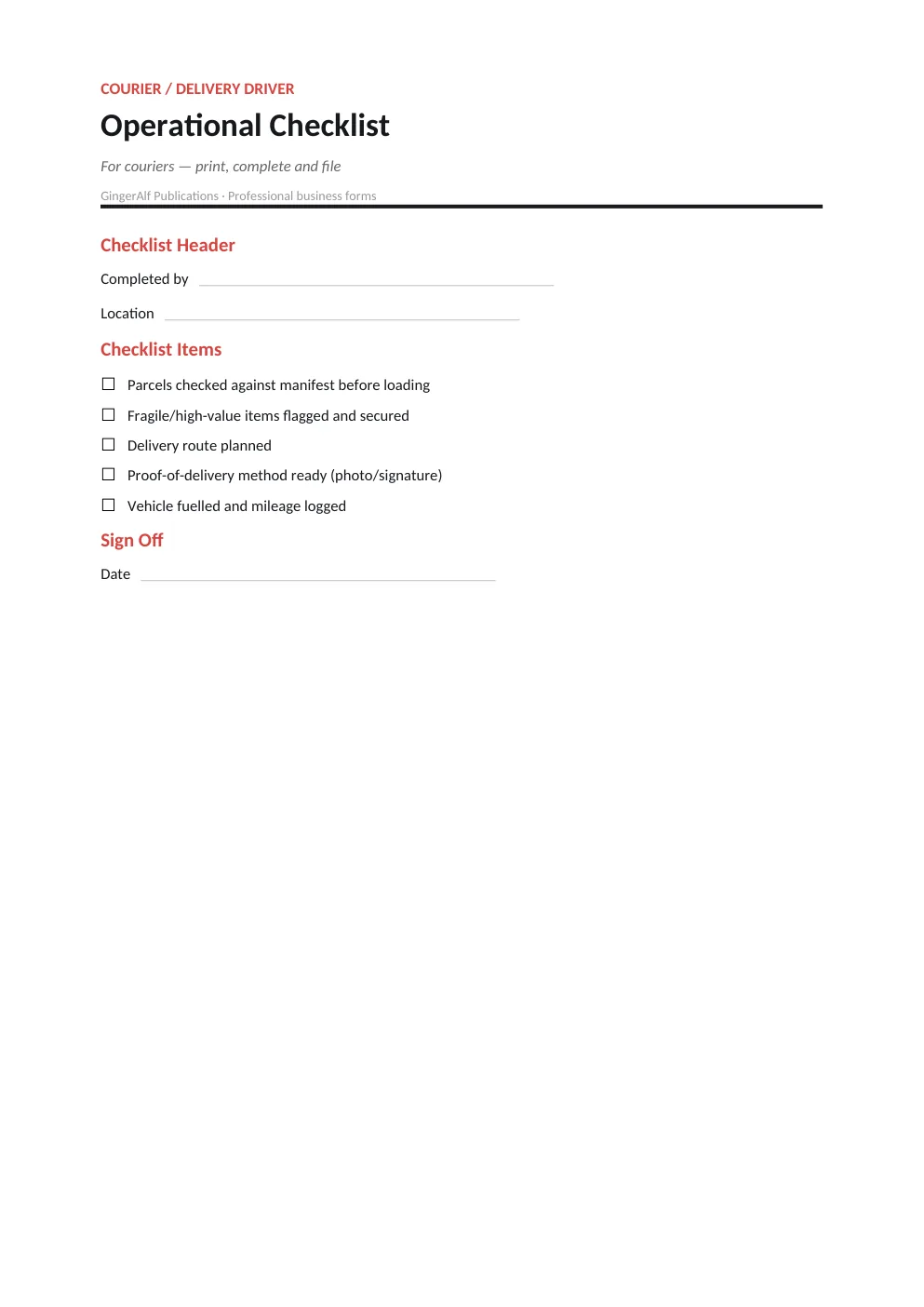 Courier / Delivery Driver Complete Forms Bundle (UK) preview 5