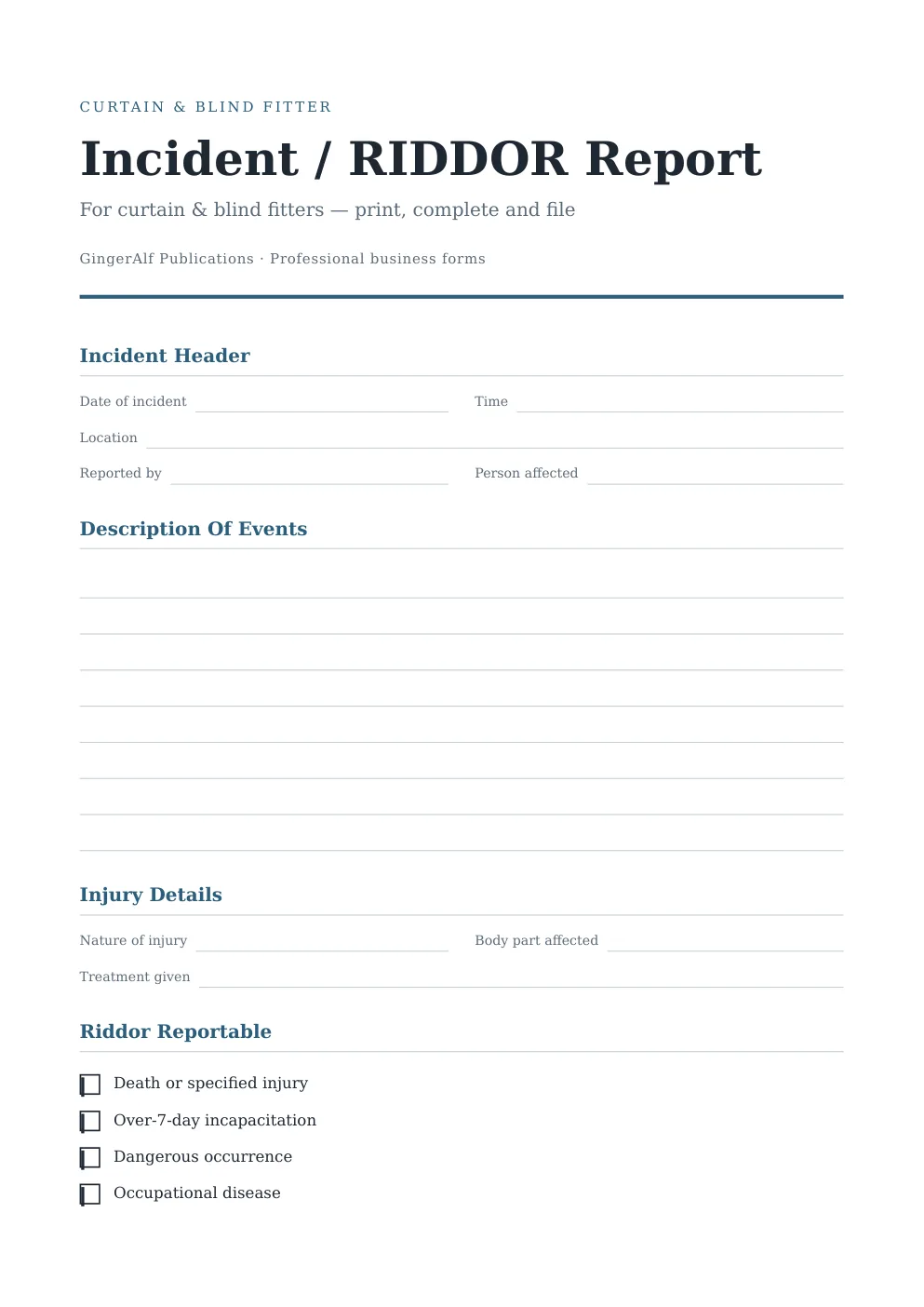 Curtain & Blind Fitter Complete Forms Bundle (UK) preview 2