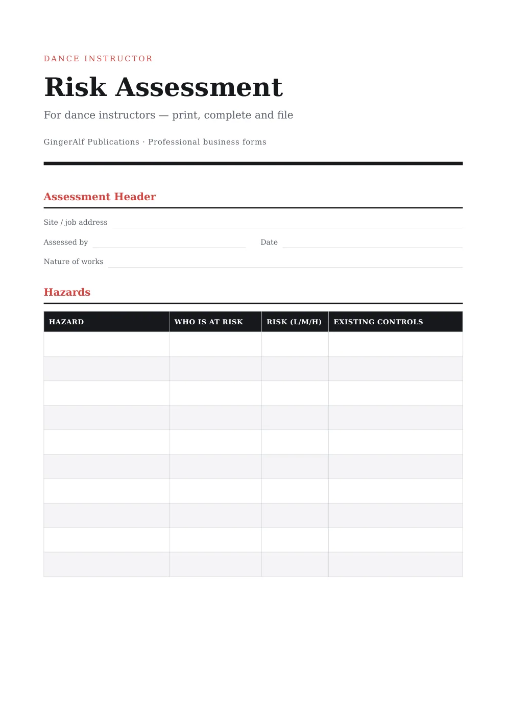 Dance Instructor Complete Forms Bundle (UK) preview 2