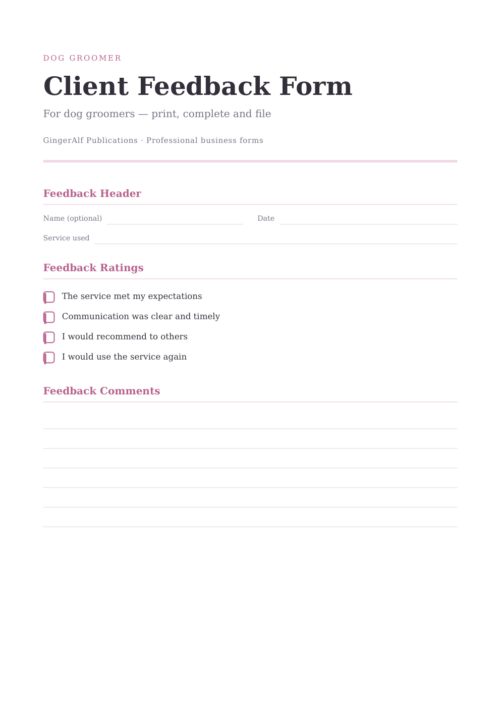 Dog Groomer Complete Forms Bundle (UK) preview 4