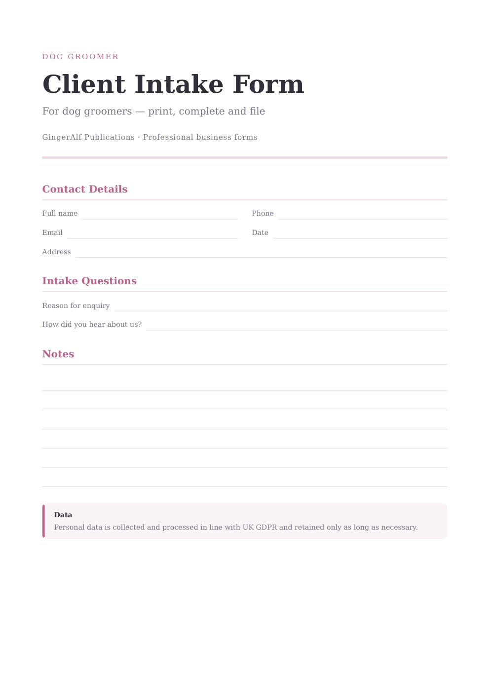 Dog Groomer Complete Forms Bundle (UK) preview 5