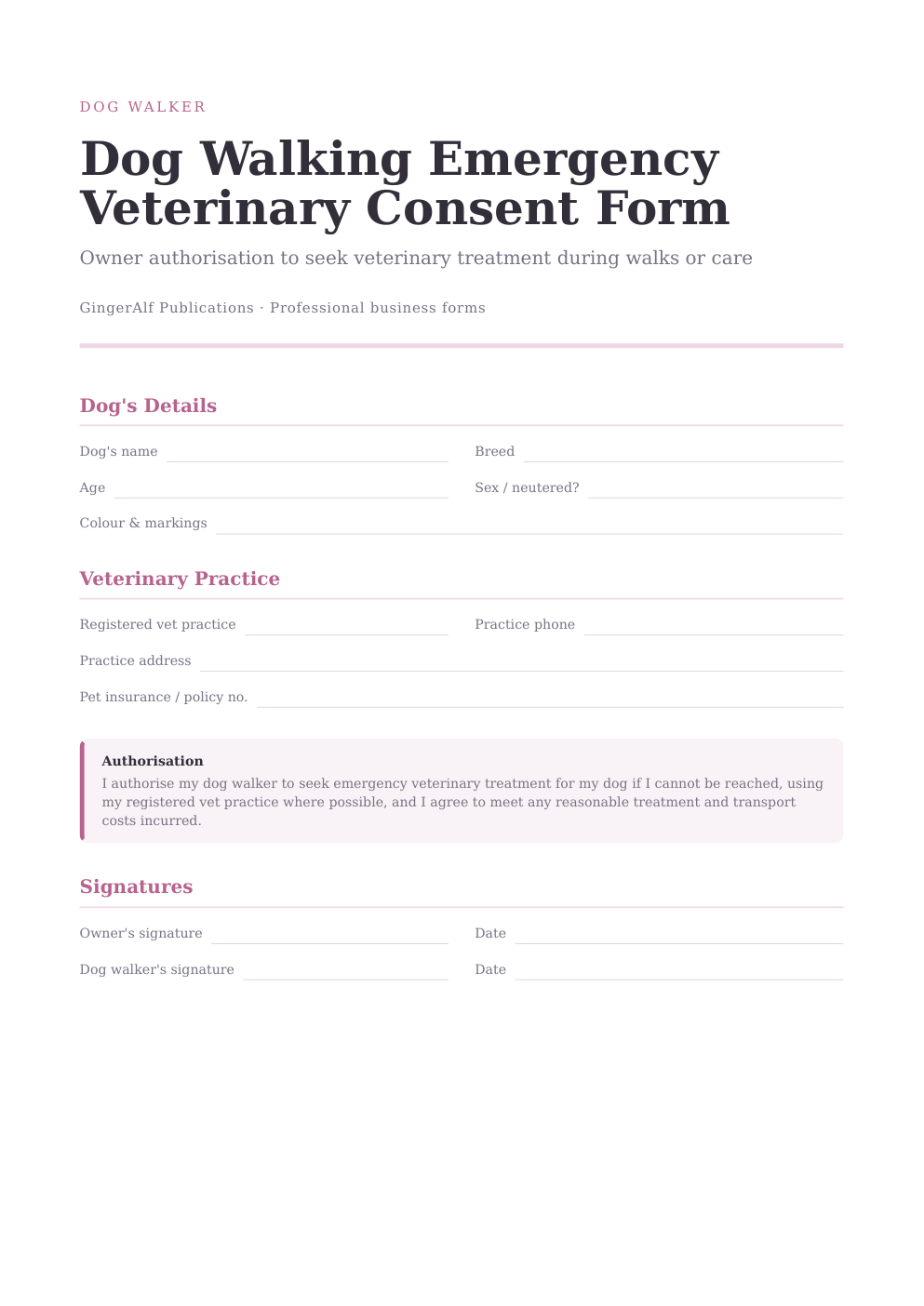 Dog Walker Complete Forms Bundle (UK) preview 2