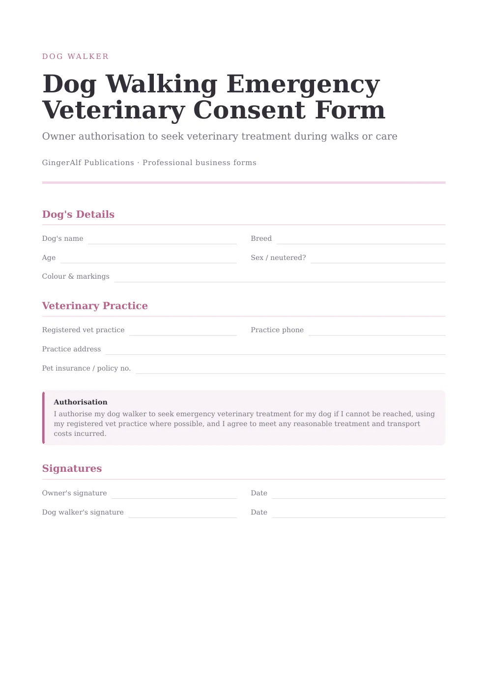Dog Walker Complete Forms Bundle (UK) preview 2