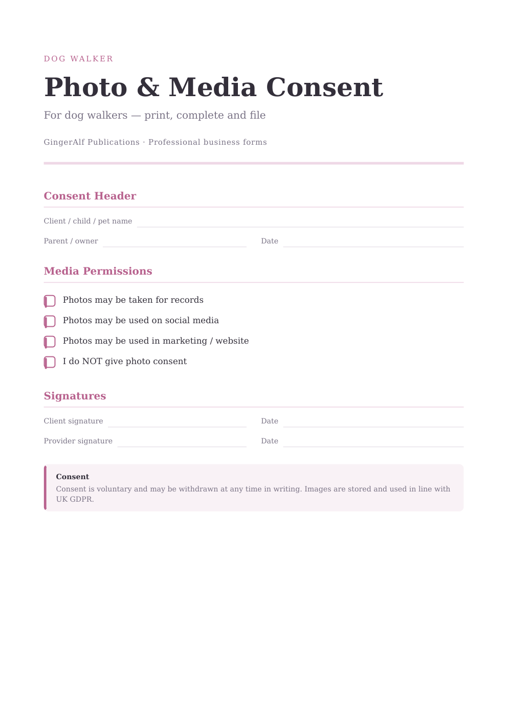 Dog Walker Complete Forms Bundle (UK) preview 3
