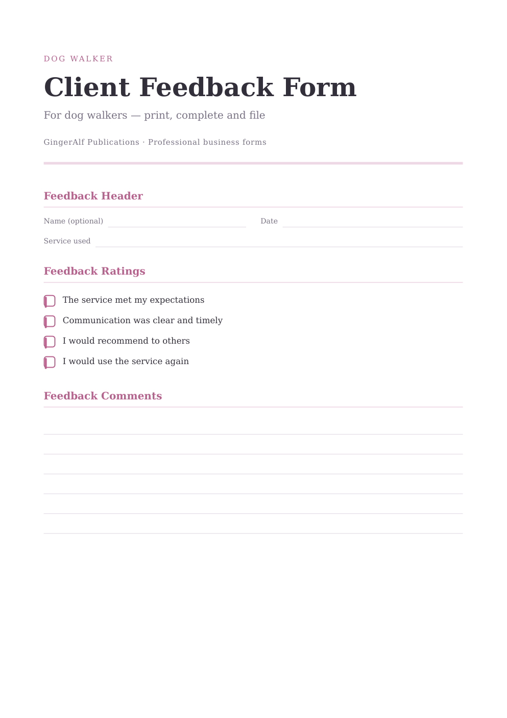 Dog Walker Complete Forms Bundle (UK) preview 4