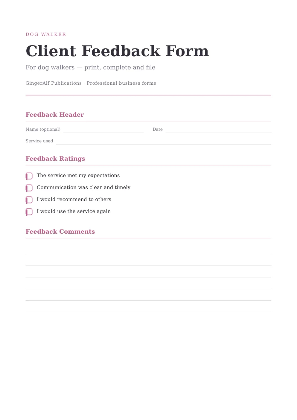 Dog Walker Complete Forms Bundle (UK) preview 4