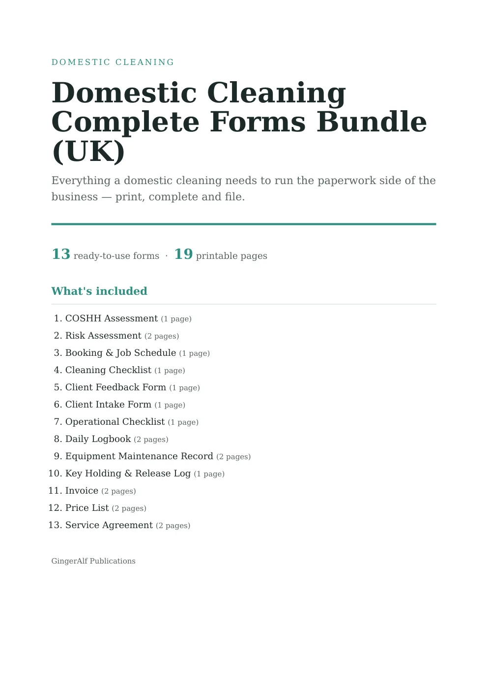 Domestic Cleaning Complete Forms Bundle (UK) preview