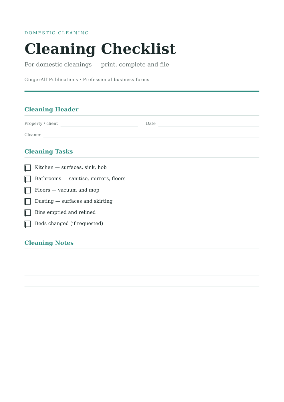 Domestic Cleaning Complete Forms Bundle (UK) preview 5