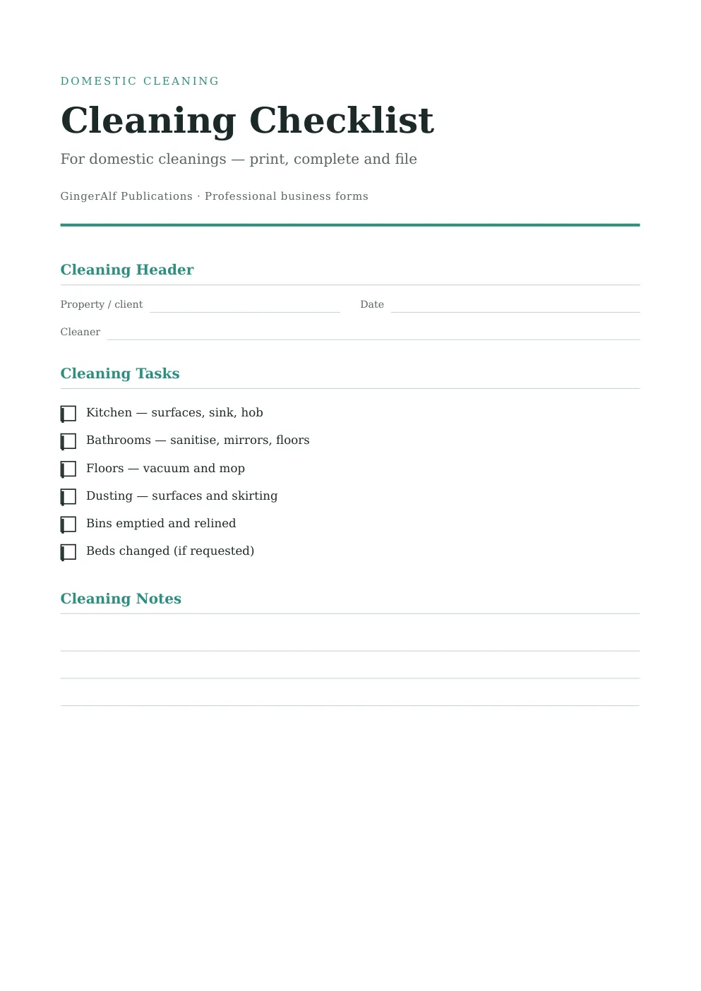 Domestic Cleaning Complete Forms Bundle (UK) preview 5