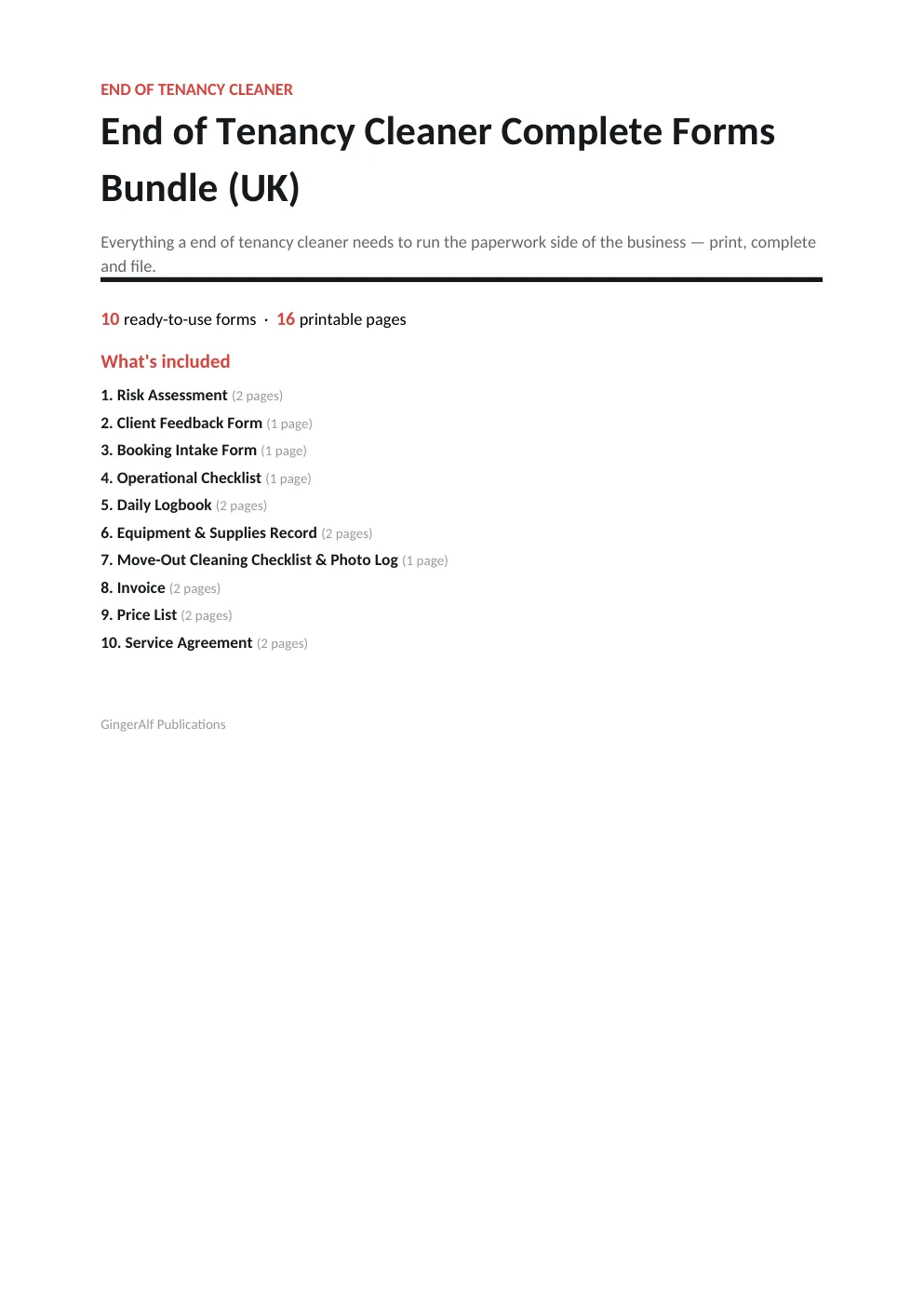 End of Tenancy Cleaner Complete Forms Bundle (UK) preview