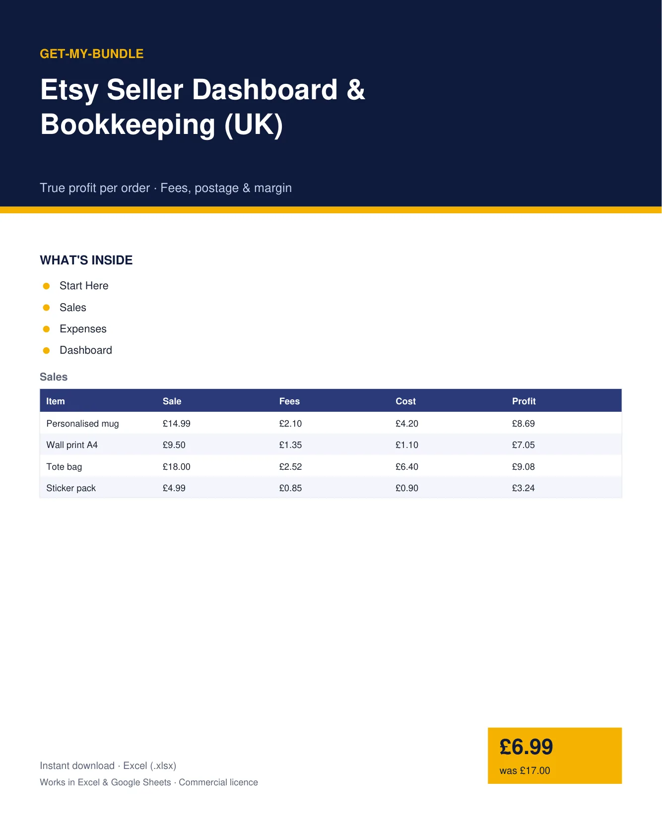Etsy Seller Dashboard & Bookkeeping (UK) preview