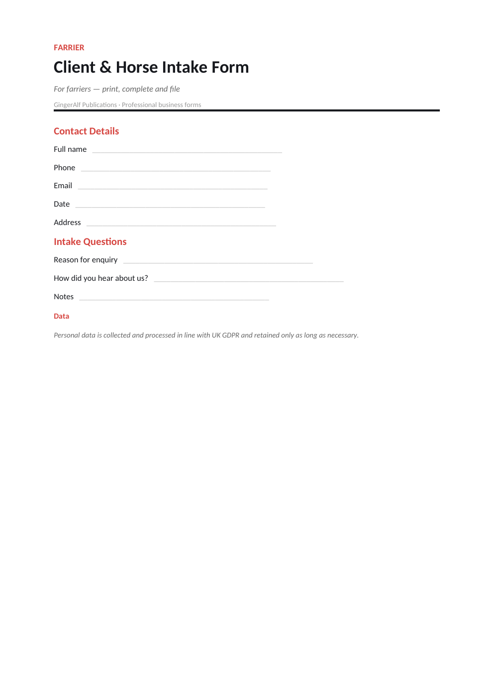 Farrier Complete Forms Bundle (UK) preview 4
