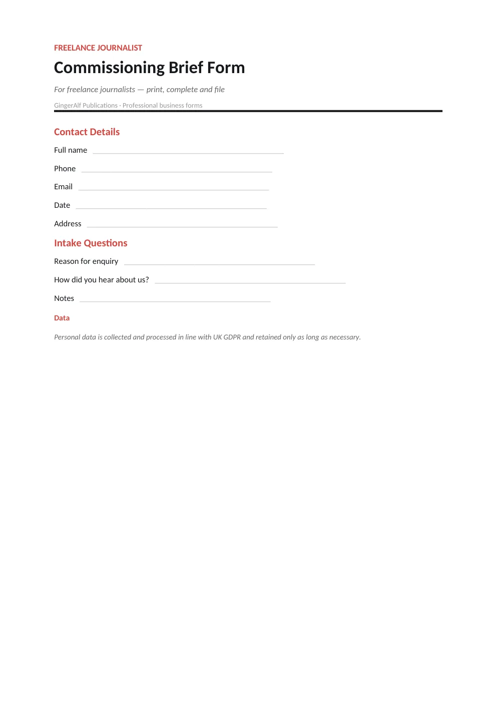 Freelance Journalist Complete Forms Bundle (UK) preview 4