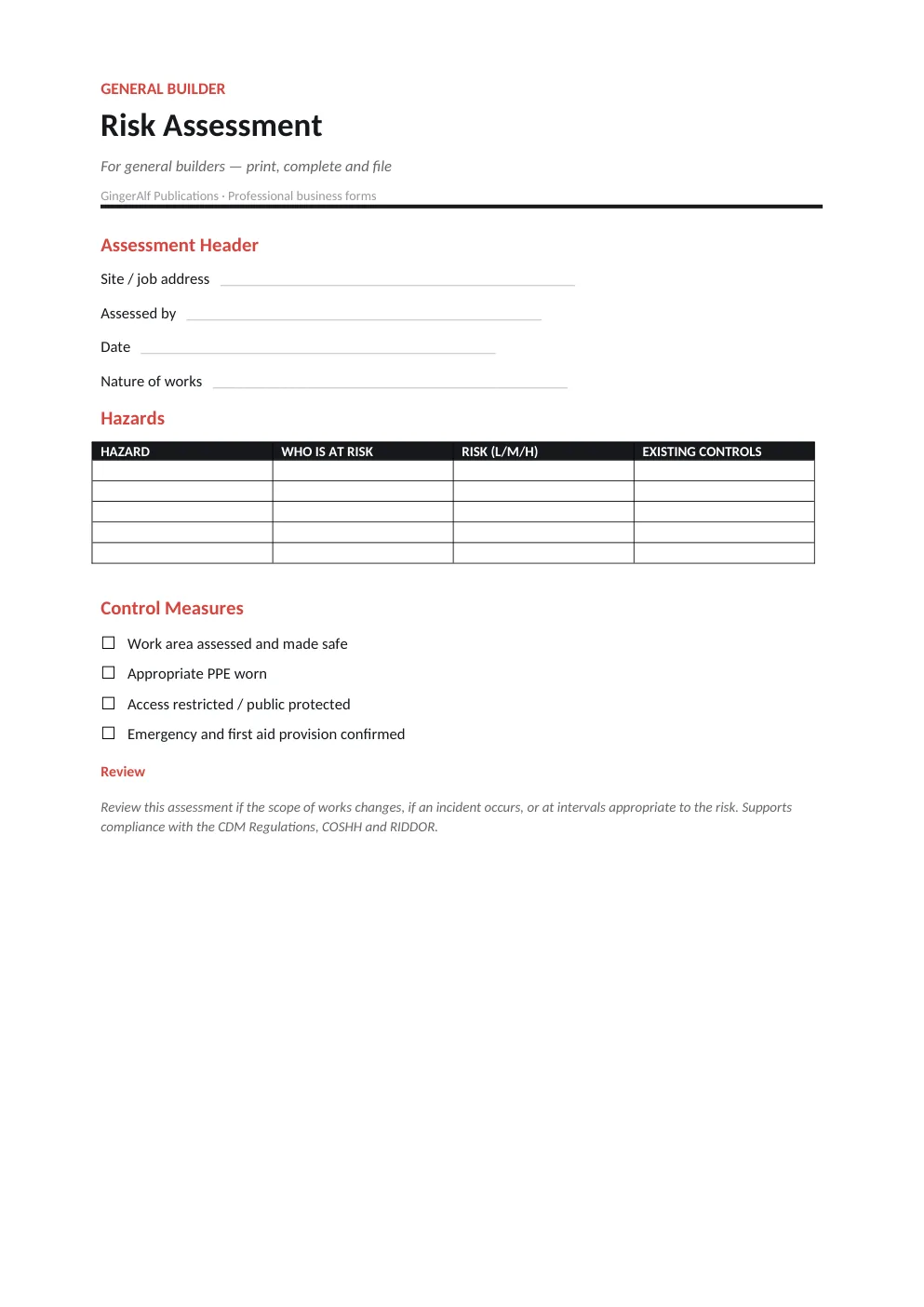 General Builder Complete Forms Bundle (UK) preview 2