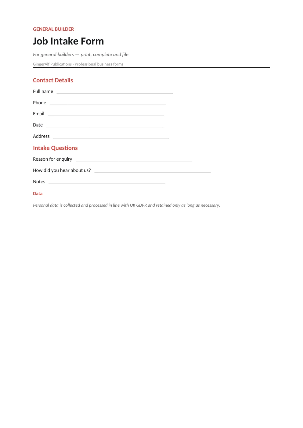 General Builder Complete Forms Bundle (UK) preview 4
