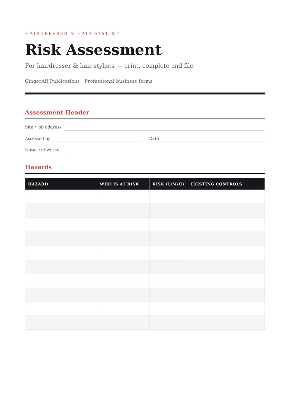 Hairdresser Complete Forms Bundle (UK) preview 2