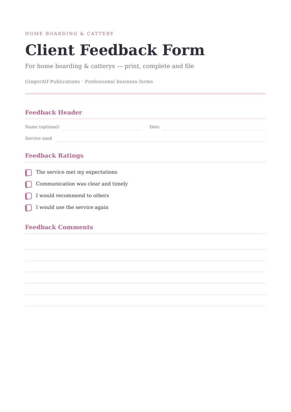 Home Boarding & Cattery Complete Forms Bundle (UK) preview 4