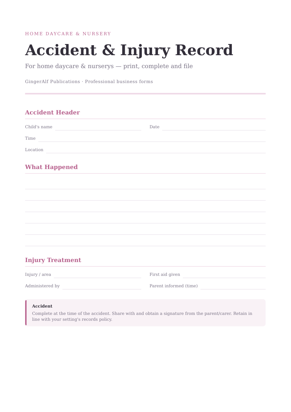 Home Daycare & Nursery Complete Forms Bundle (UK) preview 2