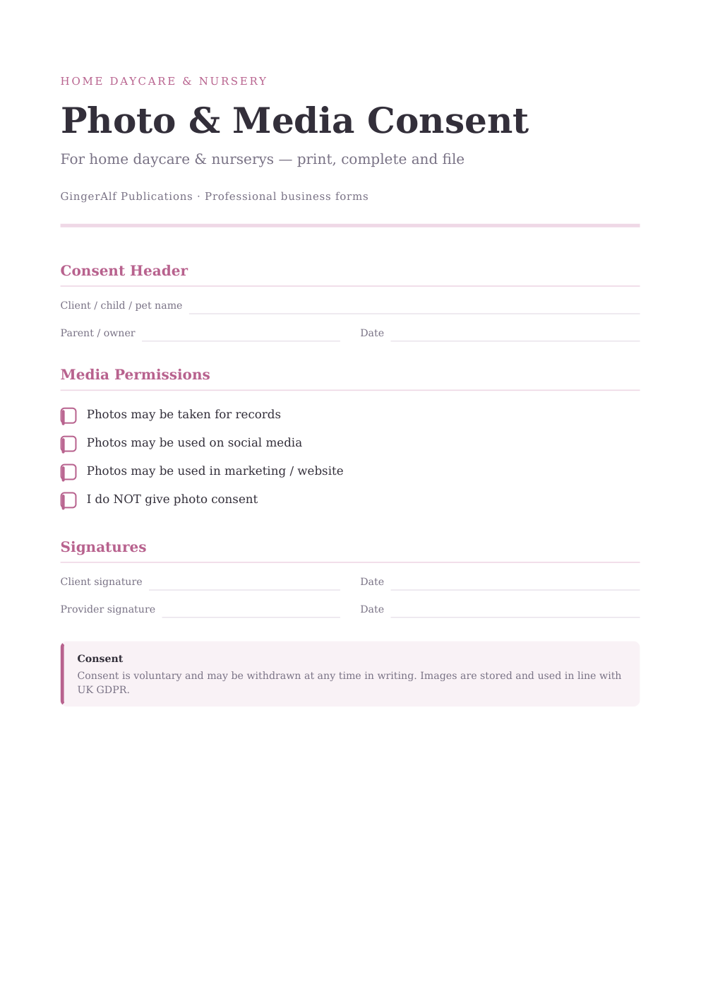 Home Daycare & Nursery Complete Forms Bundle (UK) preview 4