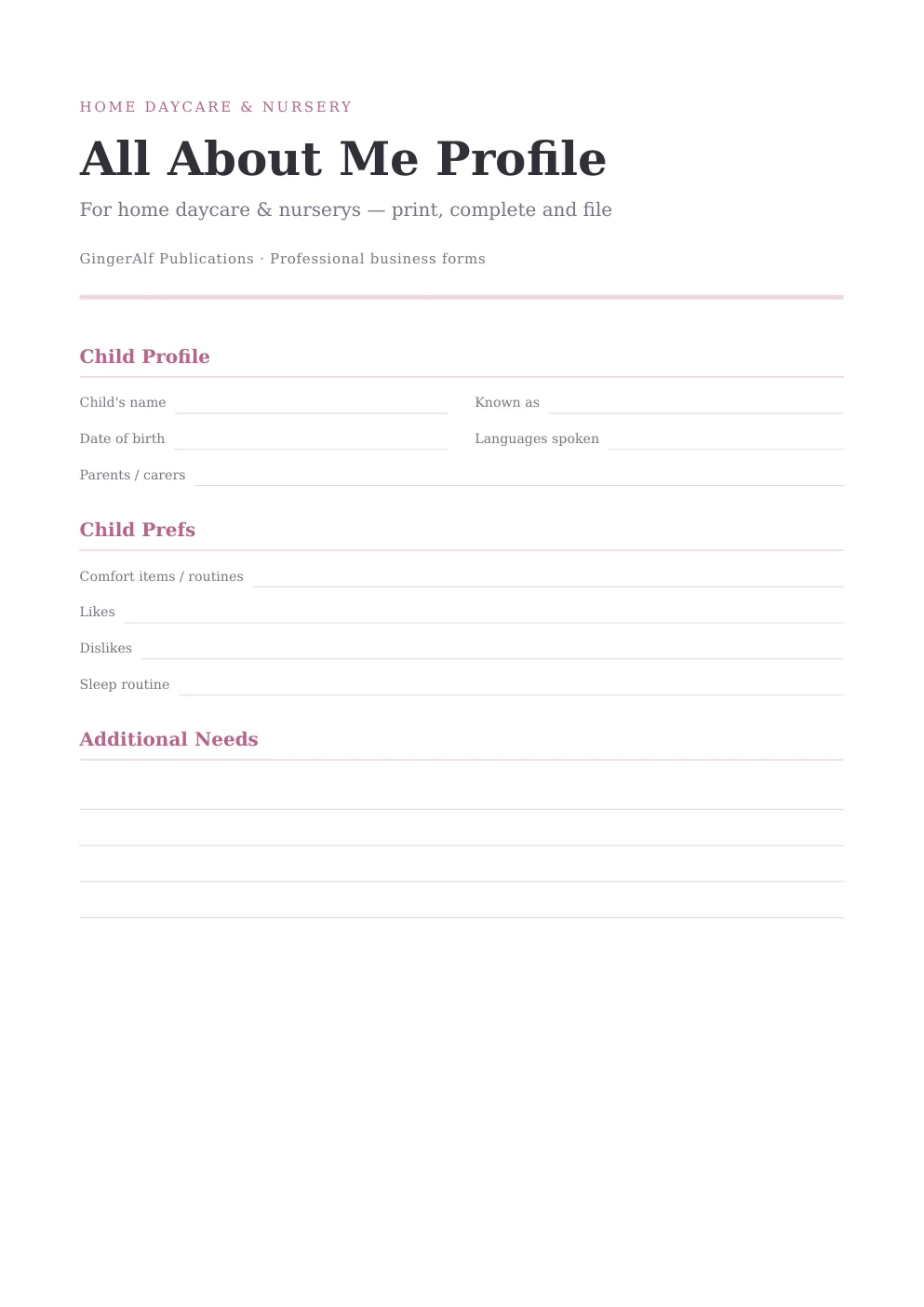 Home Daycare & Nursery Complete Forms Bundle (UK) preview 5