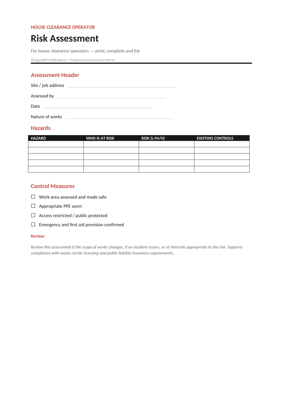 House Clearance Operator Complete Forms Bundle (UK) preview 2