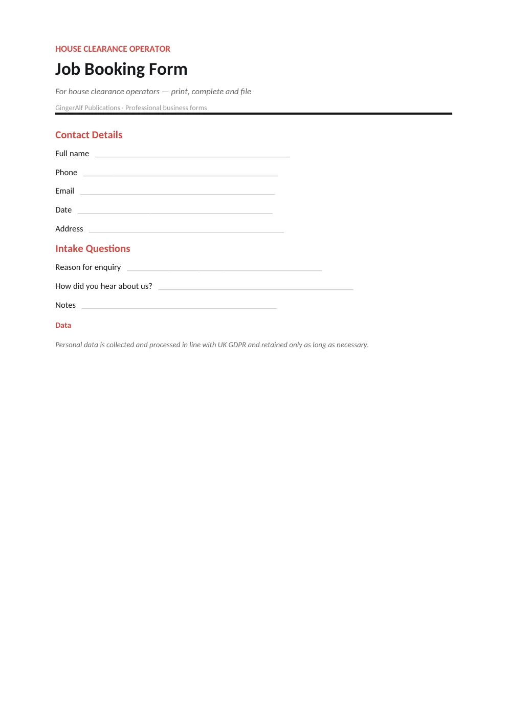 House Clearance Operator Complete Forms Bundle (UK) preview 4