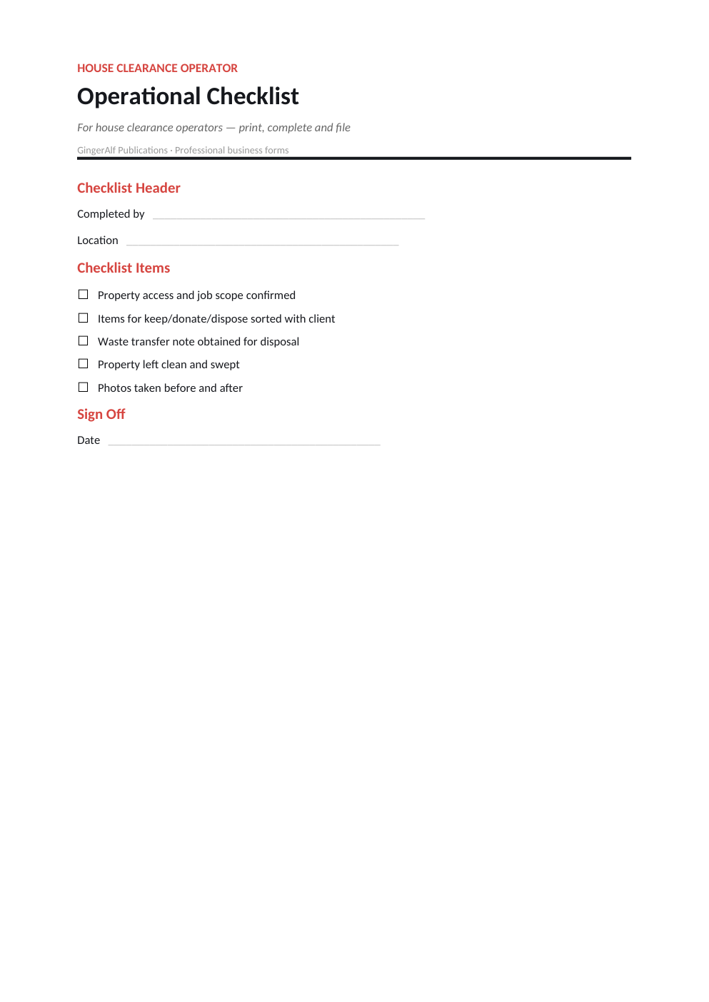 House Clearance Operator Complete Forms Bundle (UK) preview 5