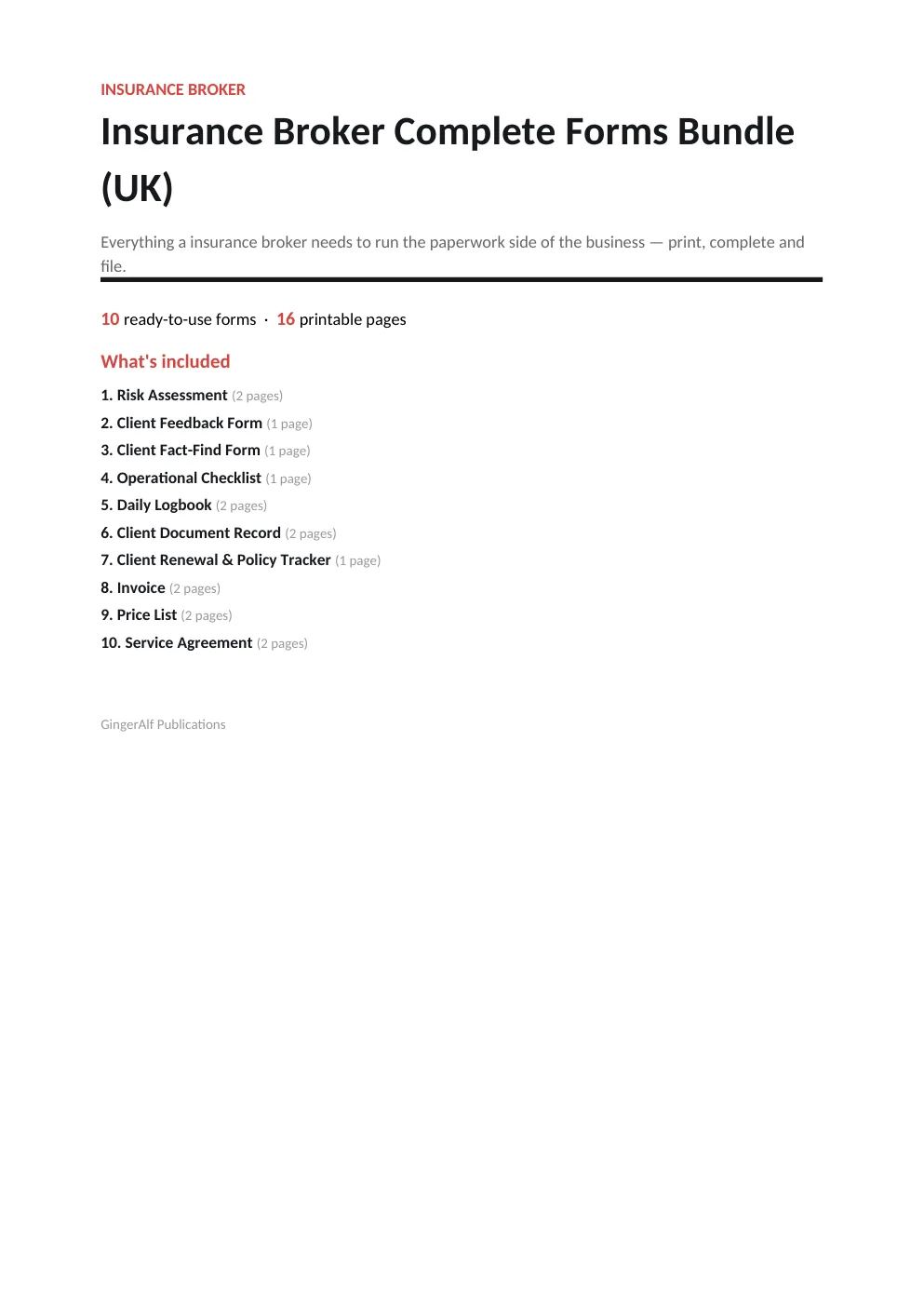 Insurance Broker Complete Forms Bundle (UK) preview